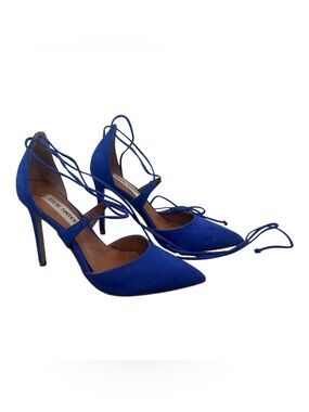 Steve Madden Raegan Royal blue nubuck strappy lace up sexy club party heels 6.5